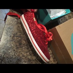 5.5 women’s kate spade red glitter shoes BRAND NEW
